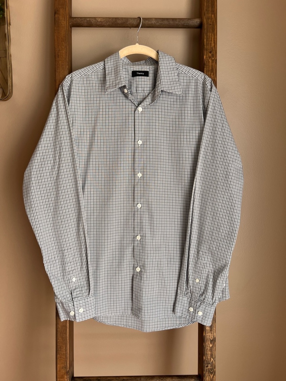 Theory Black & White Micro-Check Dress Shirt